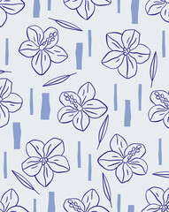 Floral Pattern with Abstract Lines Background
