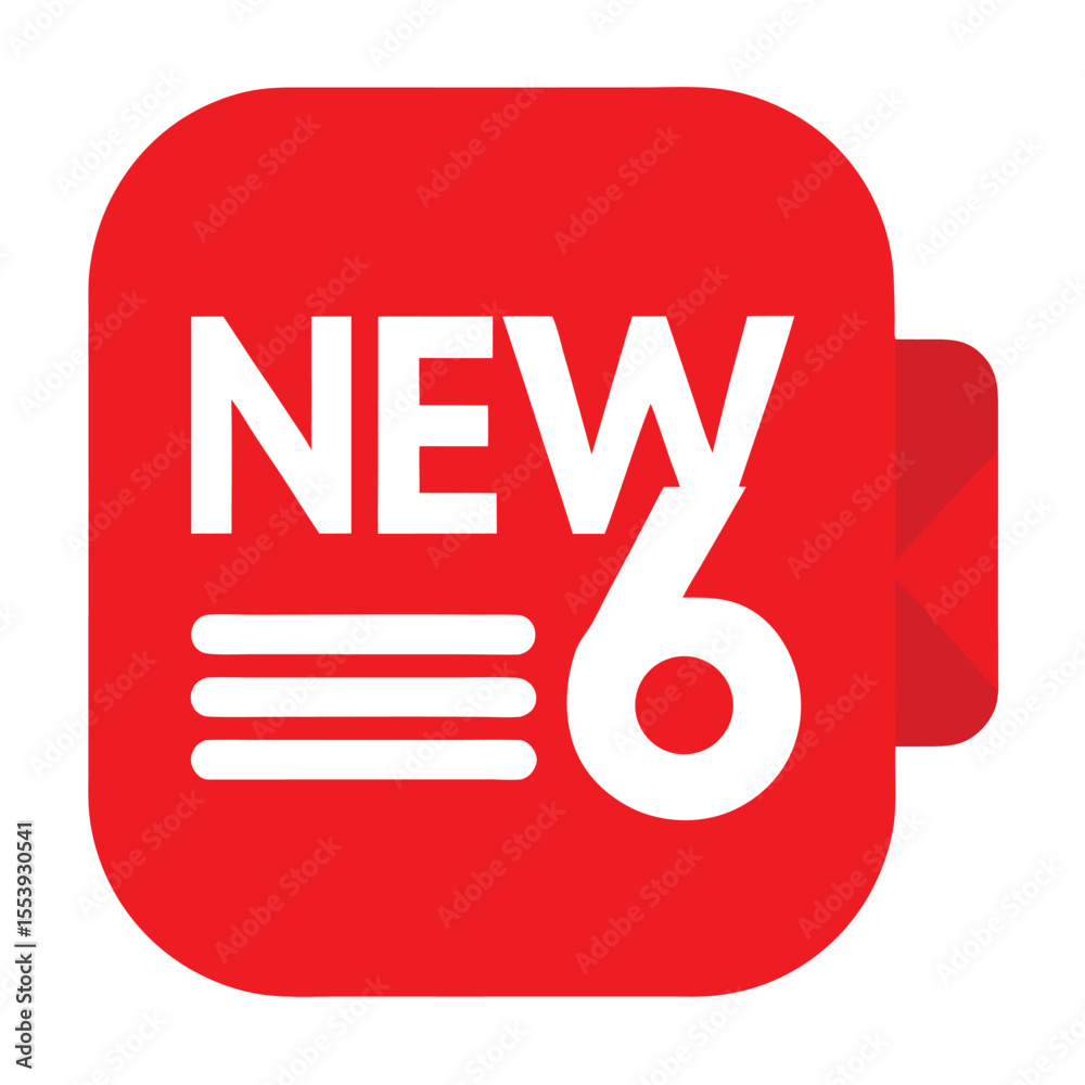 Fototapete red new label icon with white text clean and modern design element