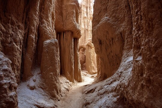 Exploring the narrow passages of Cathedral Gorge State Park s eroded bentonite clay in southeastern Nevada