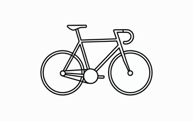Simple outline drawing of a road bicycle on a white background