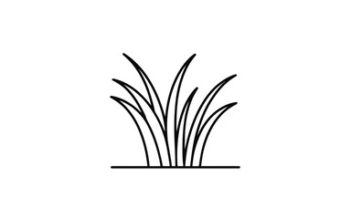 Simple black line drawing of a clump of grass on a white background
