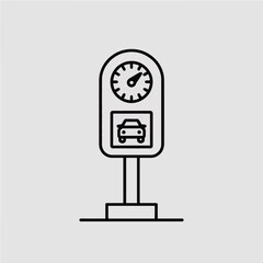 Simple line art illustration of a parking meter with a car symbol