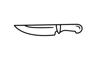 Simple black line drawing of a curved blade knife with a handle