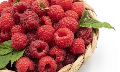 Fresh Organic Raspberries Close-Up. Natural Red Berries Background.