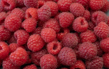 Fresh Organic Raspberries Close-Up. Natural Red Berries Background.
