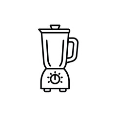 Simple black line art icon of a kitchen blender on a white background