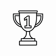 Simple outline illustration of a first place trophy with the number one