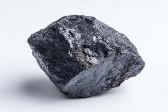 Natural graphite specimen a crystalline carbon form in metamorphic and igneous rocks the softest allotropic variant set against a white backdrop