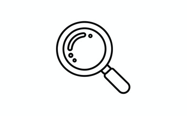 Simple black line drawing of a magnifying glass on a white background