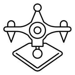 Clean line art icon representing drone navigation in black and white