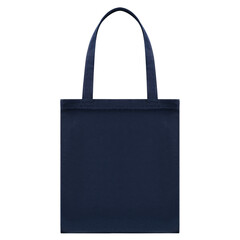 Plain dark blue tote bag with handles isolated on transparent background