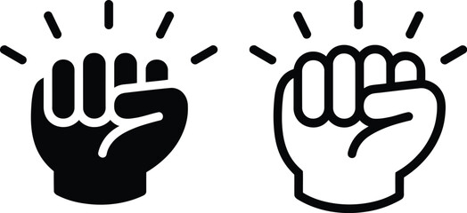Two fists raised in solidarity and protest with sparkle effect