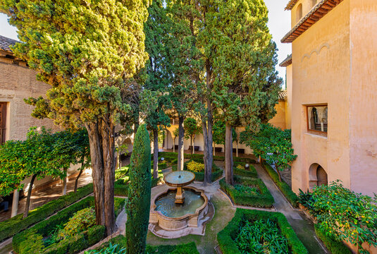 Daraxa's Garden, also known as the Patio de Lindaraja, is a part of the Nasrid Palaces within the Alhambra in Granada, Spain. - Powered by Adobe