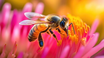 Bee on a pink flower
