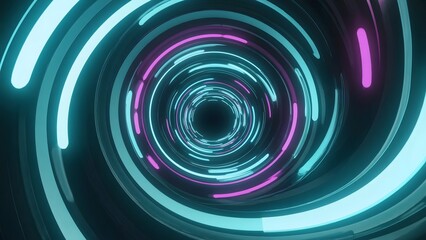 Obraz premium Futuristic Neon Tunnel with Glowing Rings