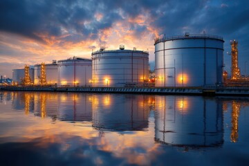 Fototapeta premium fuel storage tanks at oil facility