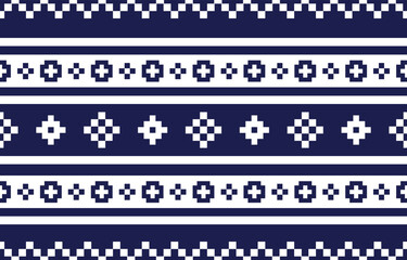 Christmas and New Year green and white seamless pattern, fairytale pixel pattern in white and green with Nordic snowflakes for winter hats, ugly sweaters, jumpers. wallpaper, paper or other design