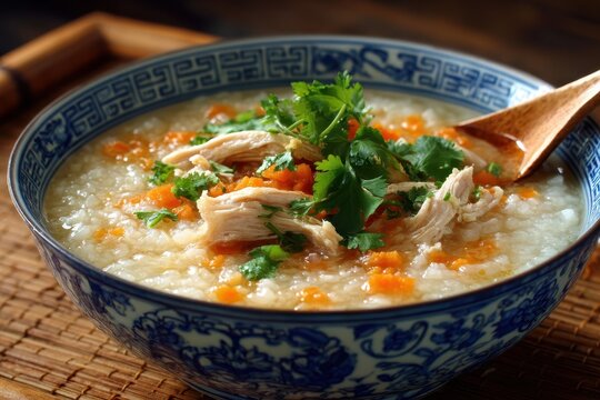 Image of Chinese congee with chicken and carrot