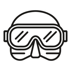 Clean line art icon of safety goggles in black and white