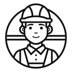 Simple black and white line art icon representing a worker s profile