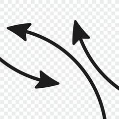 wavy curved Long arrow icon. long line arrow vector. flat style Arrow symbol. arrow on a white background.