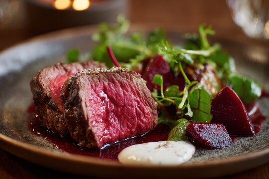 Meat with beets and horseradish dressing