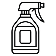 Clean black and white line art icon representing a detergent spray bottle