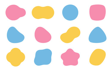 Colorful Pastel Blob Shapes – Pink, Yellow and Blue Fluid Design Set
