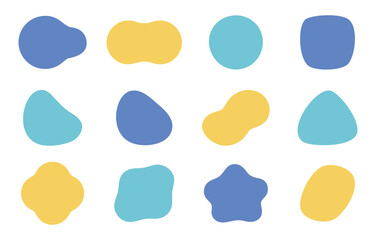 Nordic Inspired Fluid Shapes – Blue and Yellow Modern Pastel Set