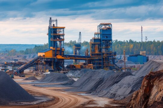 Potash fertilizer facility and large extraction site near Solikamsk Russia focusing on mining and processing potash and sylvinite ores to produce potassium chloride