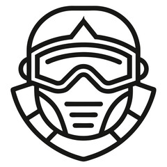 Clean black and white line art mask icon for cleaning services
