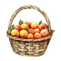 watercolor of Cloudberry Fruit Basket, vector, isolated on a white background.