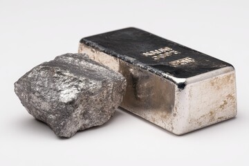 Palladium ingot a transition metal for aerospace manufacturing on a plain white backdrop