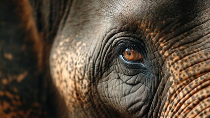 Captivating close-up of an elephant eye showcasing intricate skin details