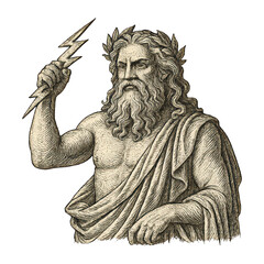 Fototapeta premium PNG Mythical god holding lightning