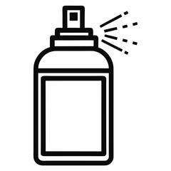 Simple black and white line art spray bottle icon for cleaning and hygiene