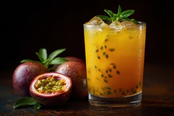 Passion fruit drink in a glass