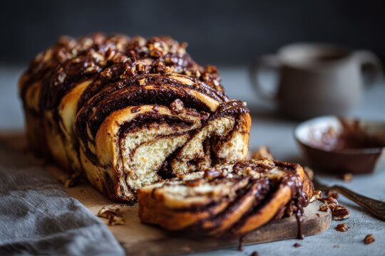 Pecan chocolate yeast babka