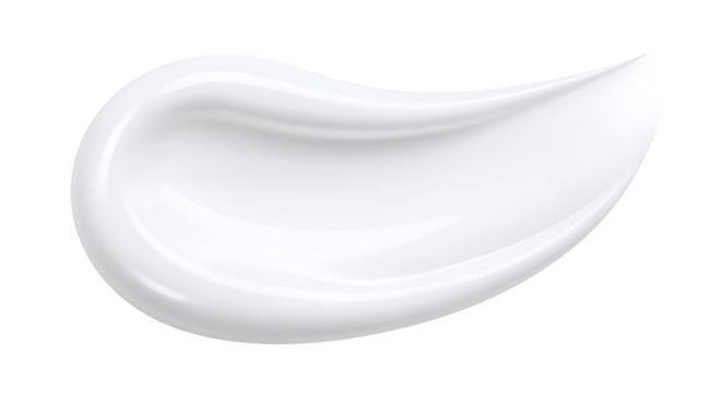 White cream smear on transparent background