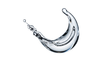 Crystal clear water droplet in curved shape