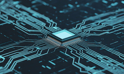 Futuristic Circuit Board: Digital Technology and Innovation