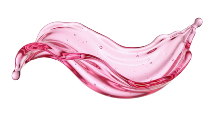 Pink transparent liquid splash wave, isolated on transparent background