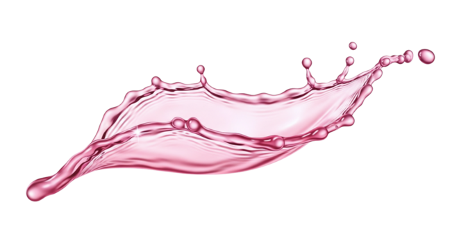 Pink liquid splash wave form, isolated on transparent background