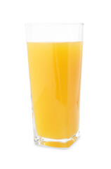 Tasty mango juice in glass isolated on white