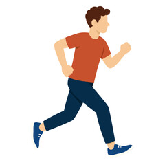 Man running side view flat vector illustration isolated on white background.