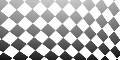 Retro perspective background stage with a black and white checkered floor, featuring vintage chess board style. Fading away vanishing checkerboard texture. Abstract vector illustration pattern surface
