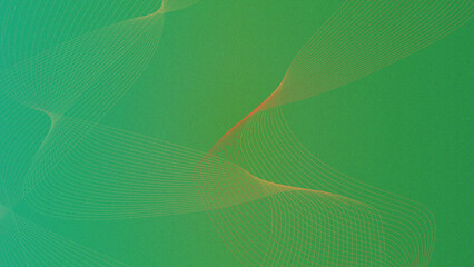 Abstract green background with flowing orange and yellow lines