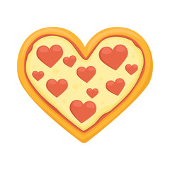 Pizza Heart Sign Emoji Icon Illustration. Food Vector Symbol Emoticon Design Clip Art Sign Comic Style.