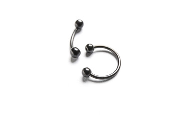 Rings for piercing on white background