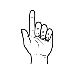Obraz premium Simple Black Line Drawing Hand Pointing Upward Gesture